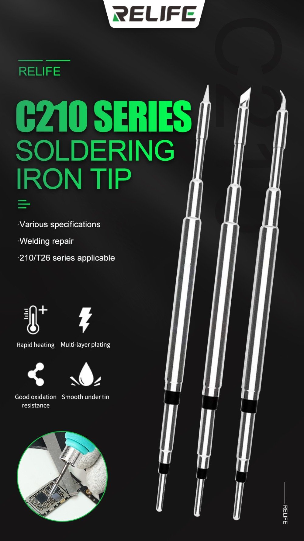 C210 Soldering Iron K Tip RELIFE RL-C210-K 3 C210 Soldering Iron K Tip RELIFE RL-C210-K - Image 3